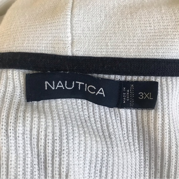 NAUTICA Cardigan White Blue Stripes Spring 100% Cotton Plus Size 3XL 3X​​ - Picture 6 of 7
